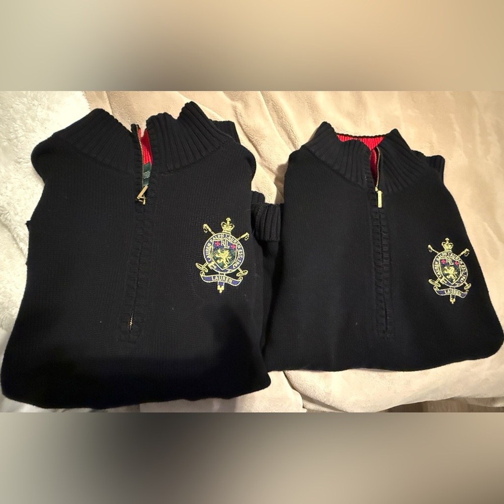 Bulk (2) Ralph Lauren Black and Red Zip-Up Sweater
